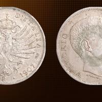 Moneta 1 LIRA 1907 Aquila Sabauda Vittorio E. III