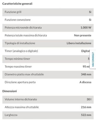 Forno multifunzione microonde