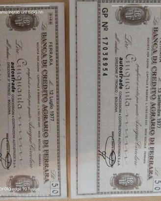 2 miniassegni del 1977