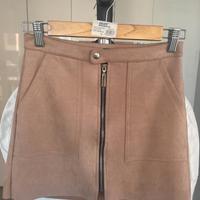 Gonna scamosciata beige