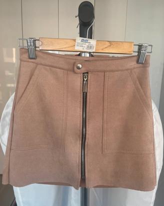 Gonna scamosciata beige