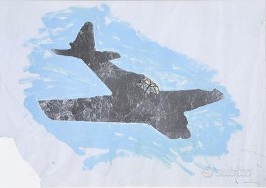 Schifano, Serigrafia e collage con certif. autent.