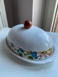 Portavivande ceramica bianca decoro frutta vintage