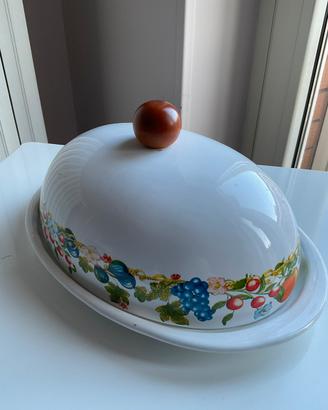 Portavivande ceramica bianca decoro frutta vintage