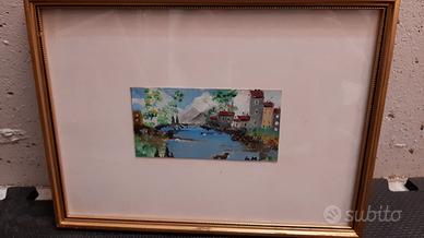 Quadro paesaggio lago montagna