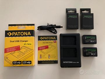 2 BATTERIE PATONA PREMIUM NP-FW50 + CARICABATTERIE