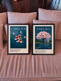 Coppia poster giapponesi – Carpa Koi & Sakura