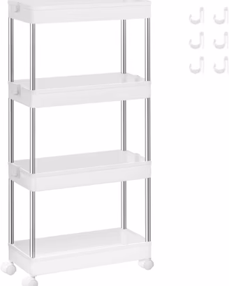 SONGMICS Carrello Portaoggetti 4 Livelli con Ruote