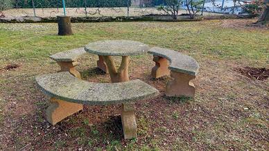 set panche e tavolo giardino in cemento