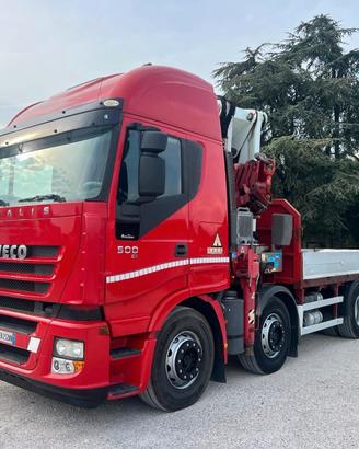 Iveco stralis 500 cassone fisso con gru cormach 65