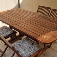 Tavolo legno giardino veranda + 6 sedie 
