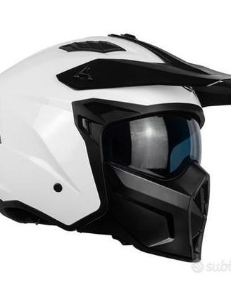 CASCO MOTO ENDURO CON MENTONIERA STACCABILE BIANCO