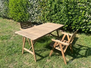 Set tavolo da giardino IKEA in legno + 2 sedie