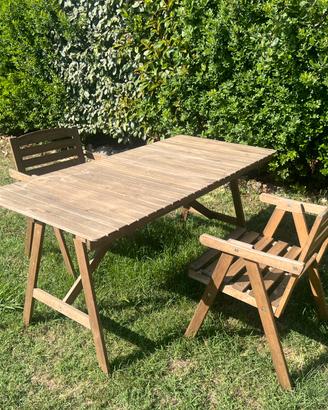 Set tavolo da giardino IKEA in legno + 2 sedie