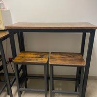 Tavolo alto stile industriale con 2 sgabelli coord