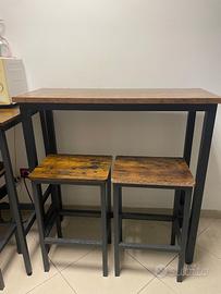 Tavolo alto stile industriale con 2 sgabelli coord