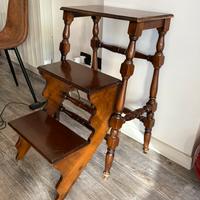 Antica scala vittoriana da biblioteca in legno