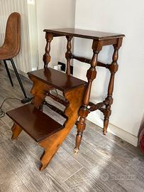 Antica scala vittoriana da biblioteca in legno