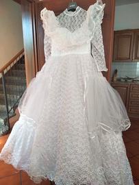 Abito da sposa vintage in toulle, pizzo e raso
