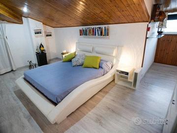 Struttura letto matrimoniale ecopelle bianca