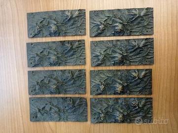 fregi , set di 8 placche in ottone brunito /bronzo