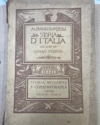 Libro scolastico del1921 Storia d’Italia Sorbelli