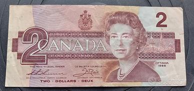 Canada Banconota 2 Dollari Canadesi BB+ 1986