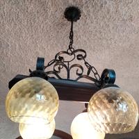 Lampada da soffitto ferro e legno