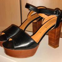 Sandali con tacco pelle neri