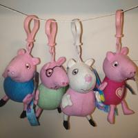 FAMIGLIA 4 PEPPA PIG PELUCHE ORIGINALI CON GANCIO