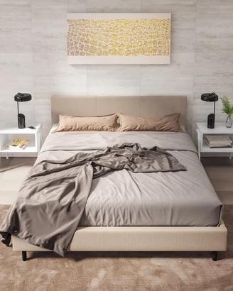letto matrimoniale con testata imbottita