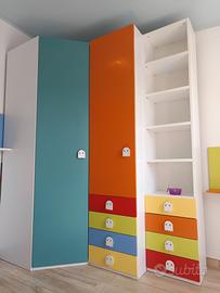 CABINA ARMADIO+ARMADIO+LIBRERIA+LETTO+MENSOLE