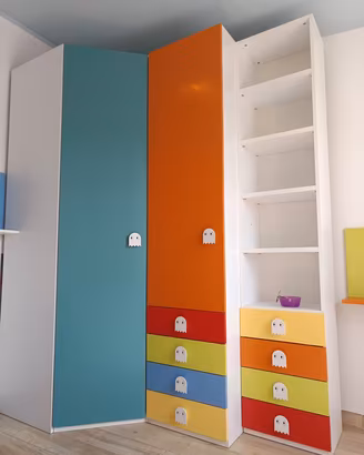 CABINA ARMADIO+ARMADIO+LIBRERIA+LETTO+MENSOLE