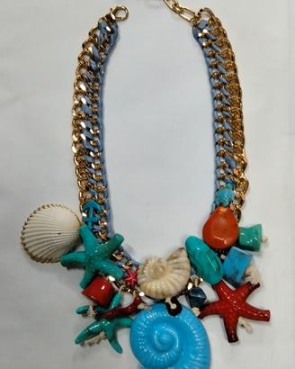 Collana conchiglie azzurre e stelle Marine 