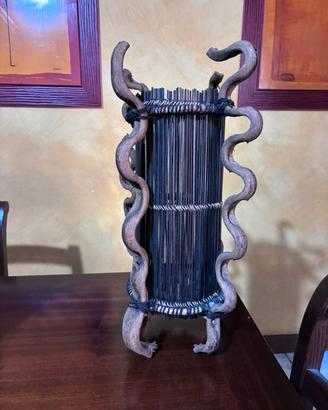 Lampada da Tavolo Etnica in Legno e Bamboo