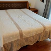Coperta matrimoniale cotone uncinetto e tela