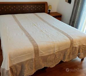 Coperta matrimoniale cotone uncinetto e tela