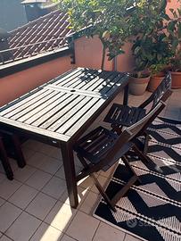 Set da esterno tavolo con sedie e panca