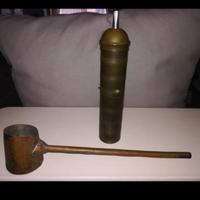 Macinino e caffettiera turco in ottone antico