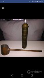 Macinino e caffettiera turco in ottone antico