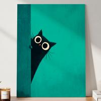 Poster Gatto Nero Curioso A3