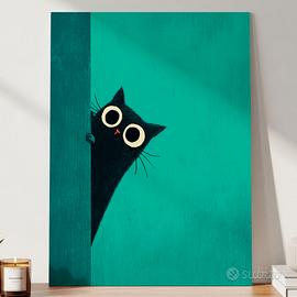 Poster Gatto Nero Curioso A3