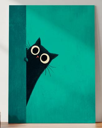 Poster Gatto Nero Curioso A3