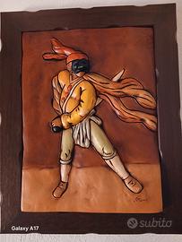 Rilievo Pulcinella firmato "Vituso" 54x43 cm