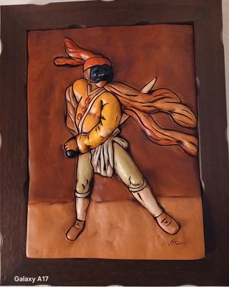 Rilievo Pulcinella firmato "Vituso" 54x43 cm