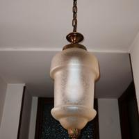 Lampadario vintage anni ’60 in vetro lavorato