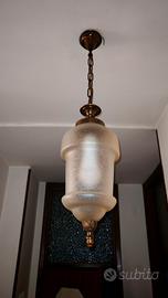 Lampadario vintage anni ’60 in vetro lavorato