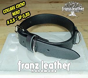 Collare per cane cuoio nero da conceria italiana