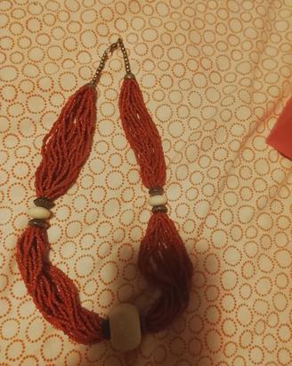collana vintage rossa multifilo