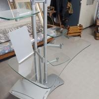 Scrivania in vetro e metallo satinato